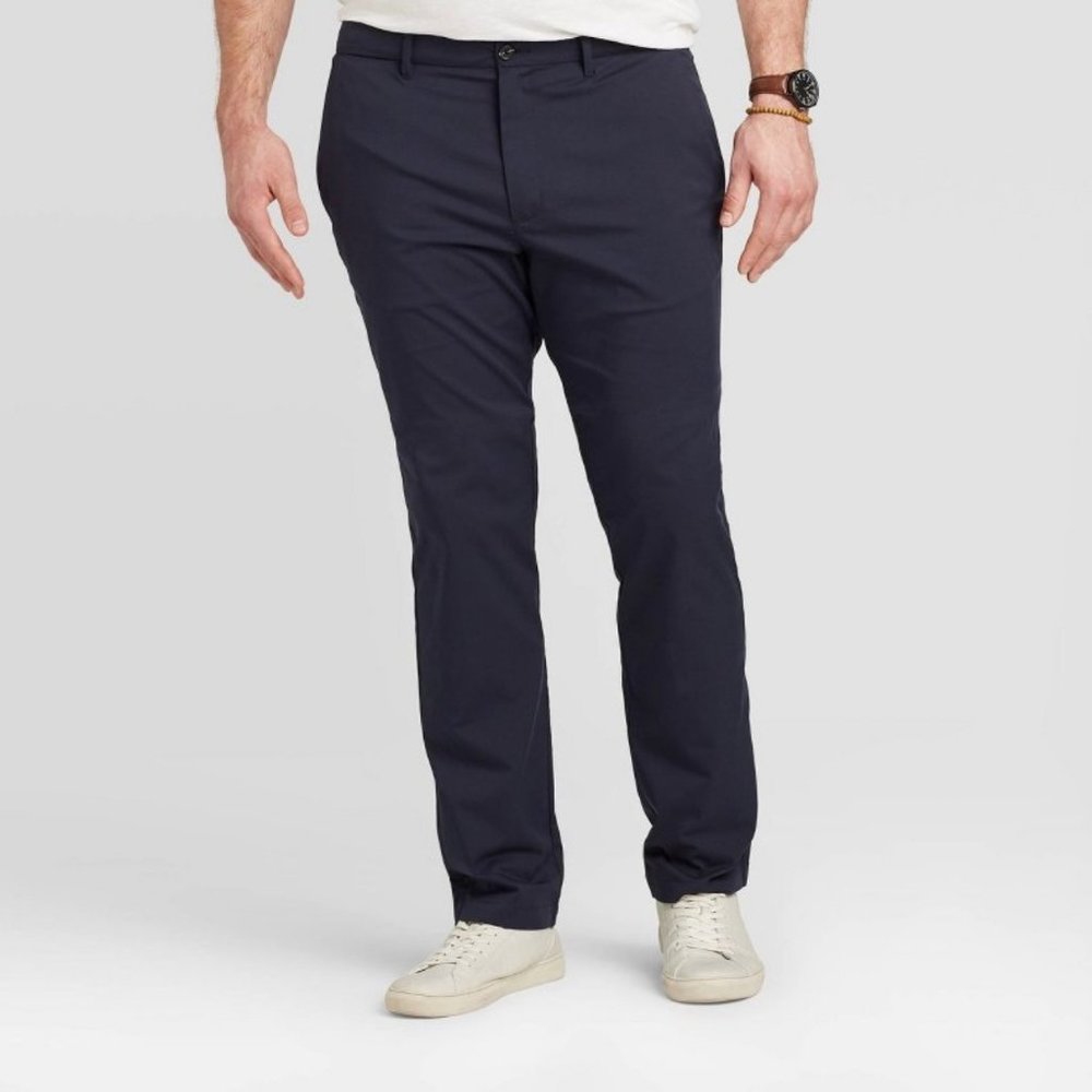 Men's Pants 42 x 36 Navy Slim Fit Tech Chino Pants Midnight Blue Big Tall Pants